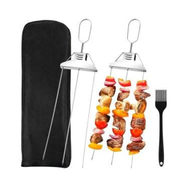 Imagem de Espetos De Churrasco Extensíveis Em Aço Inoxidável, 5, 6 Ou 10 Peças, 