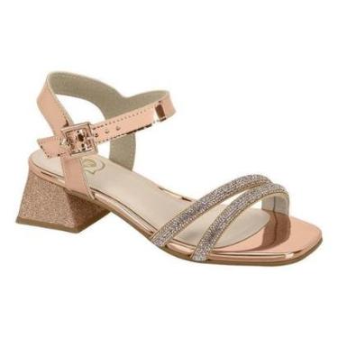 Imagem de Sandália Infantil Salto Baixo Strass Molekinha Festa-Feminino