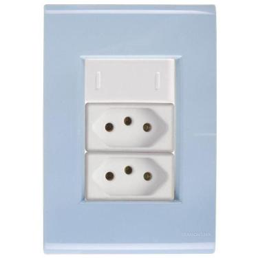 Imagem de Cj Interruptor E Duas Tomadas 10a E 20a Liz Azul Jeans Tramontina Comp