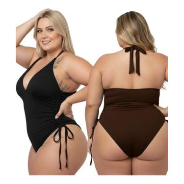 Imagem de Kit 2 Body Plus Size Maiô Feminino Suplex Sem Bojo Praia - NoBrand, Pr