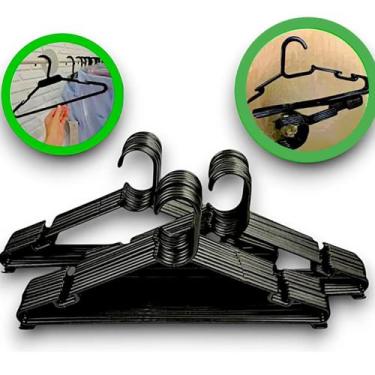 Imagem de Kit com 90 Cabides Preto - Pendurador de Roupas - Adulto - Cabides Mas
