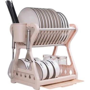 Imagem de Escorredor De Louça Duplo Com Porta Pratos Talheres Copos - Inboxmobil
