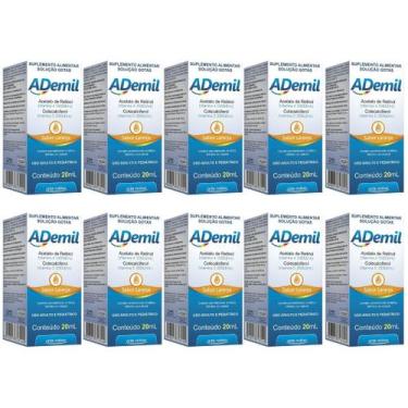 Imagem de Kit 10x Vitamina A e D Ademil Gotas 20ml - Arte Nativa, Laranja