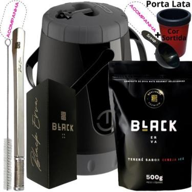 Imagem de Kit Completo Tereré Black Erva Mate Garrafa térmica Unitermi Copo Inox