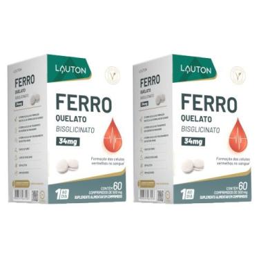 Imagem de KIT 2X Ferro Quelato Bisglicinato 60 comprimidos - Lauton