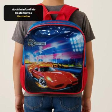 Imagem de Mochila Infantil De Costa Carros - Vermelha - First