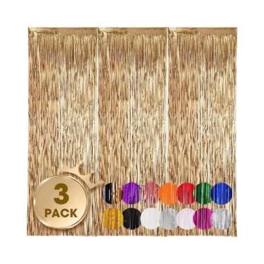 Imagem de Cortinas De Franjas De Papel Metálico 3 Peças Decoração De Festa Para 