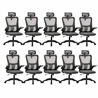 Imagem de Kit com 10 Cadeiras de Escritório com Encosto Presidente Office Baltimore Preto