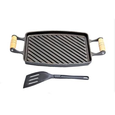 Imagem de Chapa Bifeteira Grill Antiaderente Alça 31x24cm e Espátula - Alumínios
