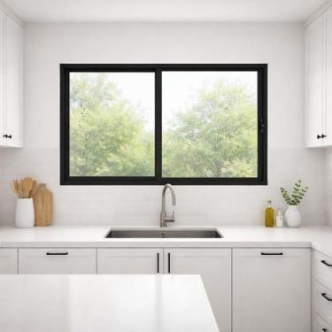 Imagem de Janela de Correr 2 Folhas de Alumínio Preto 100x150 - Brecorimo