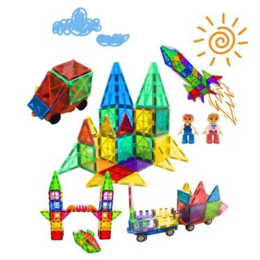 Imagem de Blocos Magnéticos Construção Brinquedo Educativo 158 Peças - Magneduca