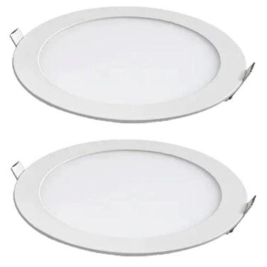 Imagem de Kit 2 Painel Led Foxlux Redondo Embutir 12w 3000k Biv Branco