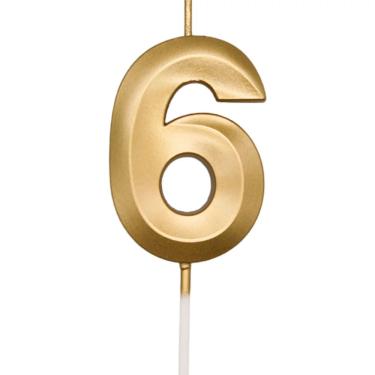 Imagem de Vela Mini Design Silver Festas Dourada Número 6