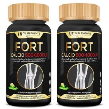 Imagem de 2x fort calcio 500+1000ui hf suplementos premium 60 comps - HF SUPLEME