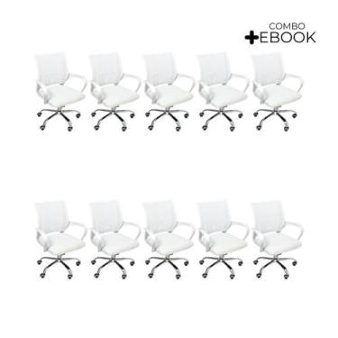Imagem de Kit 10 Cadeiras De Escritório Oficial Begonia Tela Mesh Ergonômica Bra