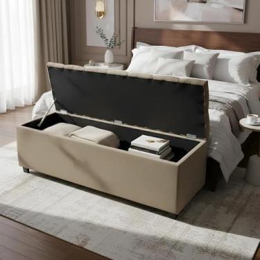 Imagem de Puf Baú Estofado Em Capitonê Queen 160x40x45cm Marrom Claro - Produto 