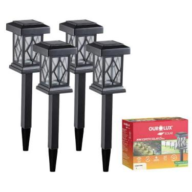 Imagem de 4 Espeto Solar Luminária Jardim Led Branco Quente Ourolux