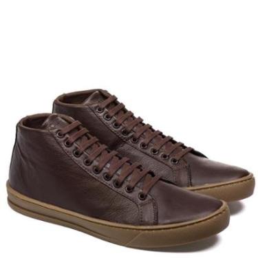 Imagem de Tênis Masculino De Couro Legitimo Sapatênis Casual Dia a Dia de Amarração Estilo bota-Masculino