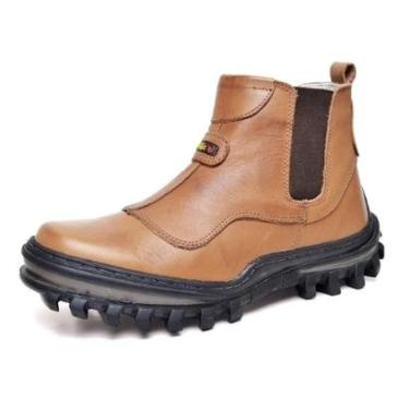 Imagem de Botina Masculina Couro Solado Tratorado Ajuste Elastico Lateral Calce Facil Palmilha EV...