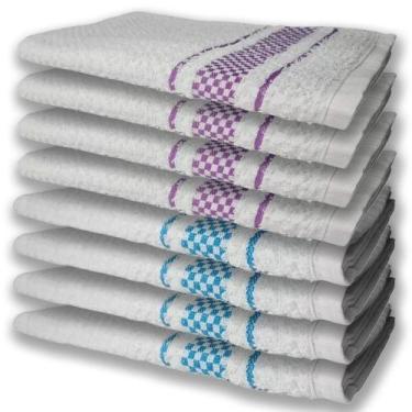Imagem de 8 Panos De Prato Atoalhado Felpudo Premium 4 Azul 4 Roxo - TOALHAS SHO