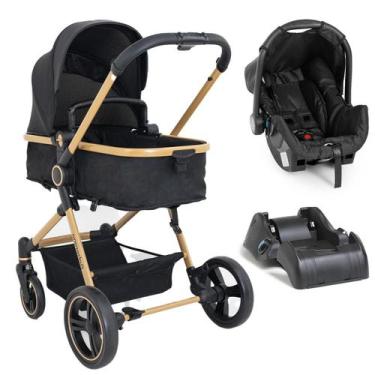 Imagem de Carrinho de Bebê Berço Moisés Com Bebê Conforto e Basse Passeio Travel