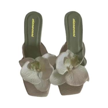 Imagem de Sandálias Casuais Elegantes Femininas Com Design Floral De Alta Qualid