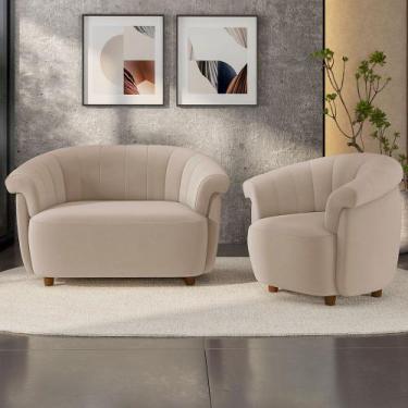 Imagem de Kit Namoradeira 2 Lugares e Poltrona Decorativa Orgânica Perseu M03 Ve