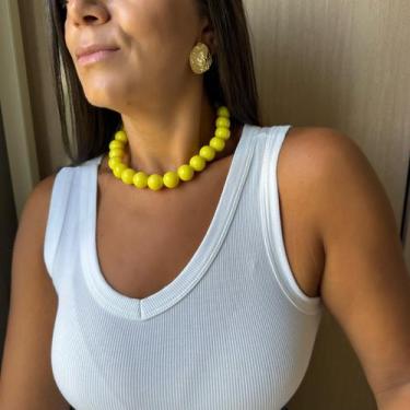 Imagem de Colar de bola Grande Resina Cor:Vermelho - Nilza Biju, Vermelho