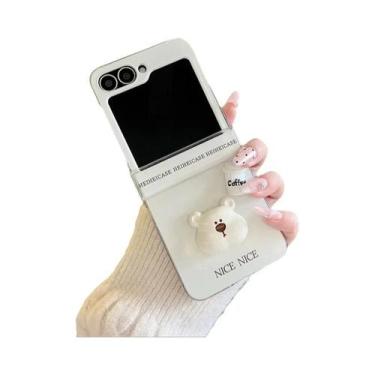 Imagem de Capa De Celular 3D Urso Café Casal Para Samsung Galaxy Z Flip 7 6 5 4 