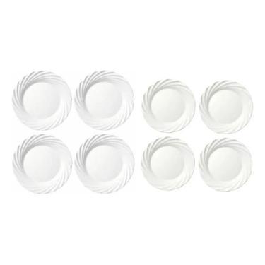 Imagem de Jogo De Pratos 4 Rasos 4 Sobremesa Jasmim Jantar Almoço - Nadir Figuei