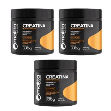 Imagem de Kit 3x Creatina Monohidratada em pó Sem sabor 3x300g Maltta, Sem sabor