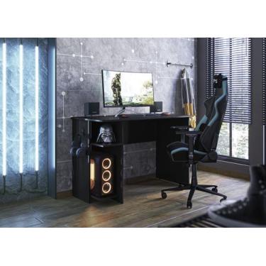 Imagem de Mesa para escritorio e gamer em mdp - QMOVI, Preto