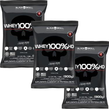 Imagem de Kit 3X Whey 100% HD - 900g Refil Baunilha - Black Skull