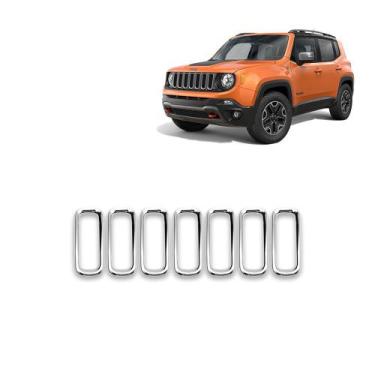 Imagem de Aplique Friso Moldura Grade Renegade 2015 2016 2017 2018 Kit Cromado -