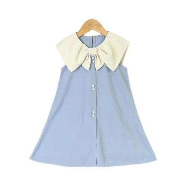Imagem de Vestido Princesa Preto Sem Mangas Para Meninas Estilo Coreano Com Laço