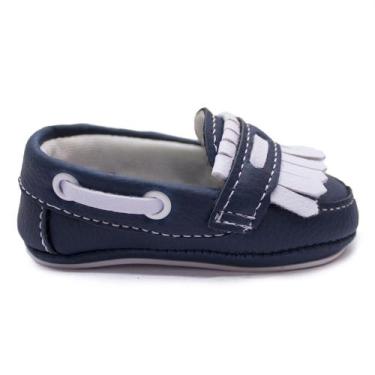 Imagem de Mocassim Recém-nascido Sapatinho Infantil Azul e Gelo Batizado - CLACL
