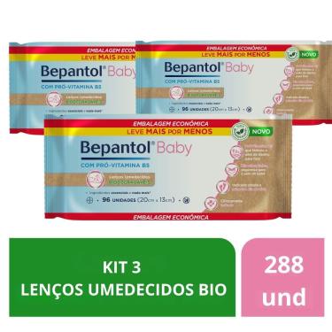 Imagem de Kit Toalhas Lenços Umedecidos Biodegradáveis Bepantol Baby 3 Pacotes c/96un Cada 