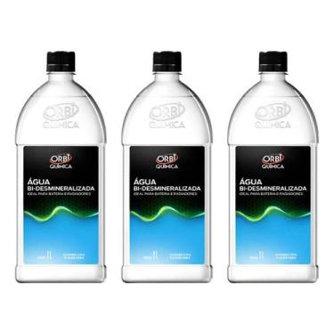 Imagem de Kit 3 Água Bi-Desmineralizada Orbi 1L Proteção Radiador e Bateria Auto