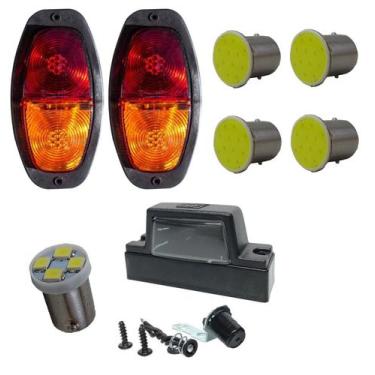 Imagem de Par Lanterna Carretinha Reboque Luz de Placa e Lâmpadas LED - Noster