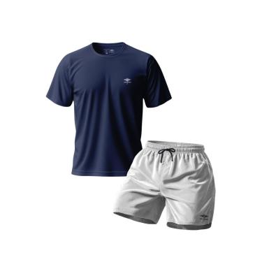 Imagem de Conjunto Camiseta Dry Masculina Raglan E Short Mauricinho Academia Verão Praia Básico-M...