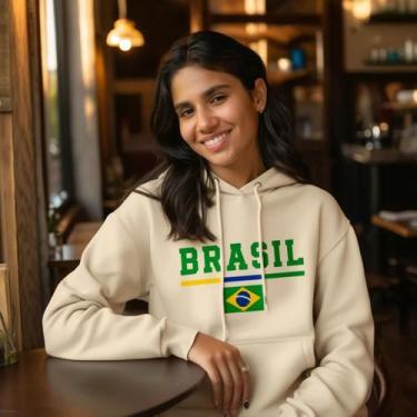 Imagem de Moletom Adulto 100% Algodao Brasil Copa Hexa Unissex Macio Confortavel