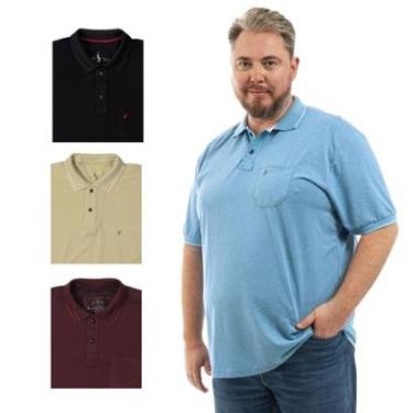 Imagem de Kit 4 Camisa Polo Masculina Plus Size Pique com Bolso Casual-Masculino