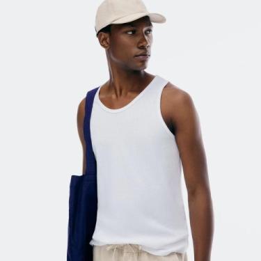 Imagem de Regata Ribana Canelada Hering Básica Slim Masculina 015M, Branco, M