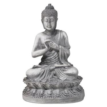 Imagem de Buda Tibetano Hindu Estátua Decorativa Zen Cinza De Resina - M3 Decora