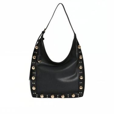 Imagem de Bolsa Em Couro Feminina Hobo Via Marte B132001, Preto