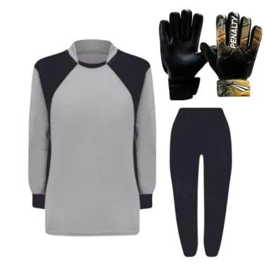 Imagem de Kit de Goleiro Infantil Camisa + Calça Acolchoada + Luva (P a G) - TRB