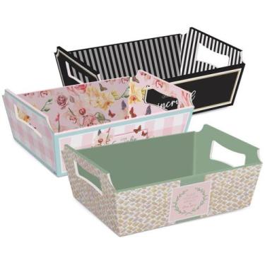 Imagem de Cesta de Papel Sortida TAM P 18X13X7,5CM - Caixa com 10 Unidades - Cro