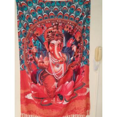 Imagem de Canga verm/azul Lord Ganesha 1,0x 0,70m - Flor de Laranjeira