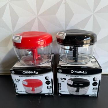 Imagem de Processador de alimentos pequeno vermelho ou preto com 2 lâminas para 