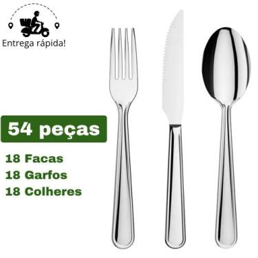 Imagem de Conjunto de Talheres Inox para Jantar Jogo Completo Resistente e Elega